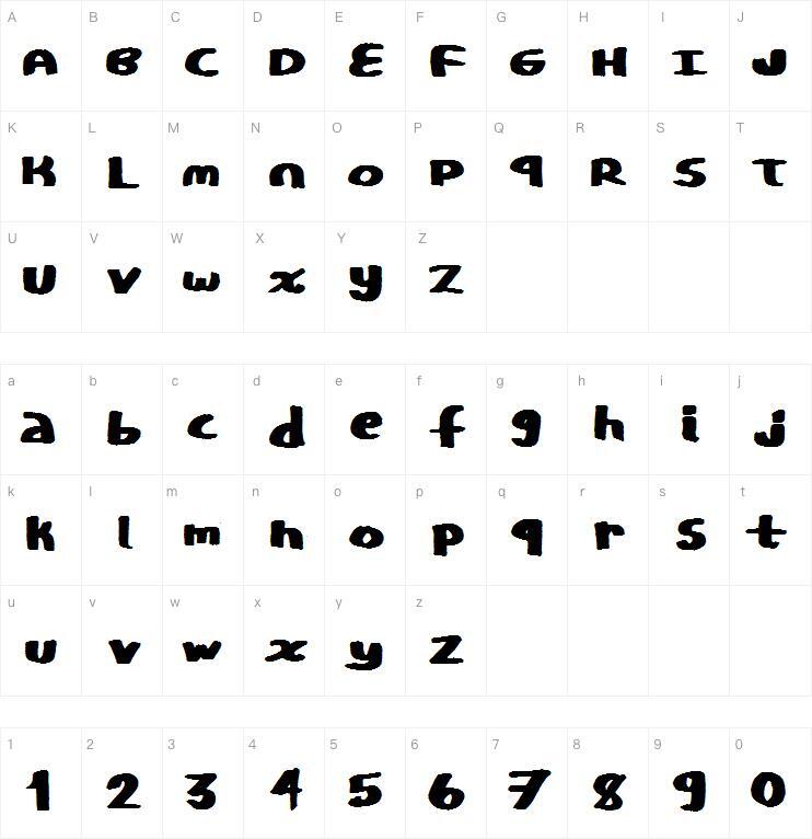 CopyStand字体 Carte de caractère