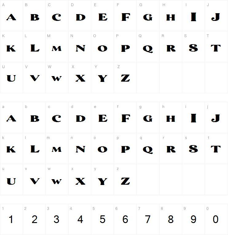 科切拉字體字符圖