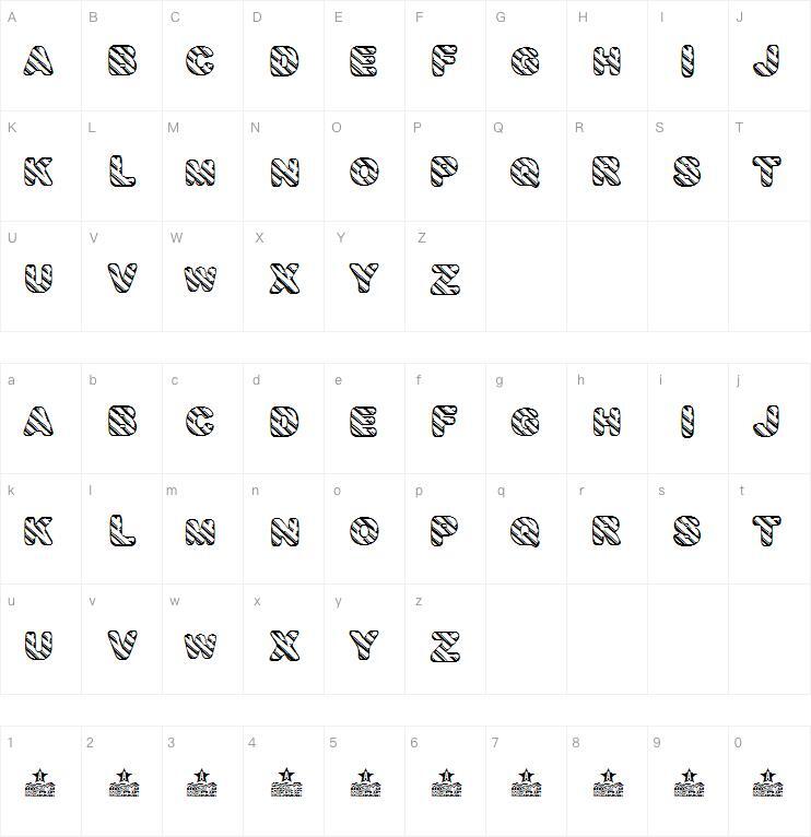 CANDYS BW 字体 Mappa dei caratteri