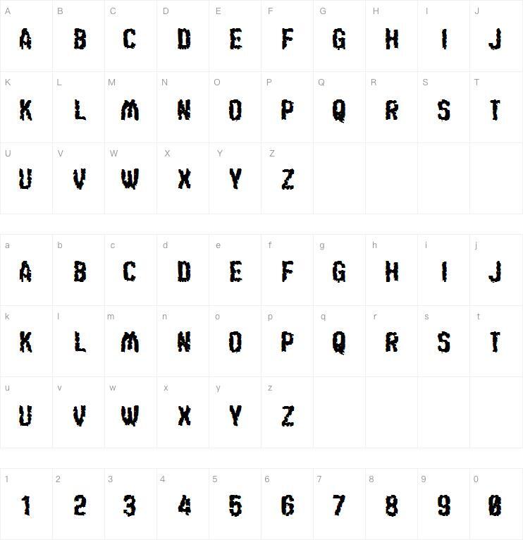 c Cubic Pixel字体 Carte de caractère