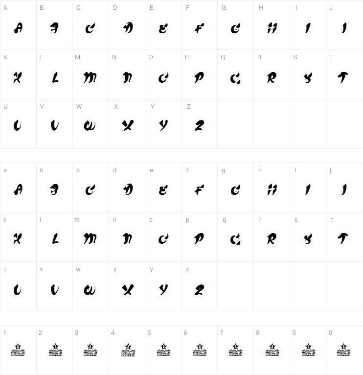 CHEWME BOLD 字体 Карта персонажей