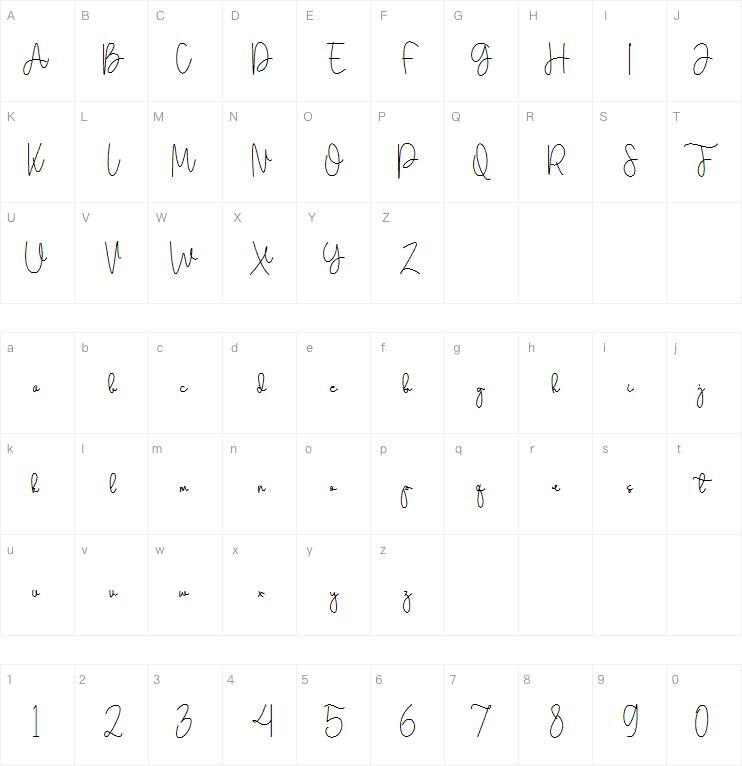 Coby Daila 字 体 Mapa de caracteres