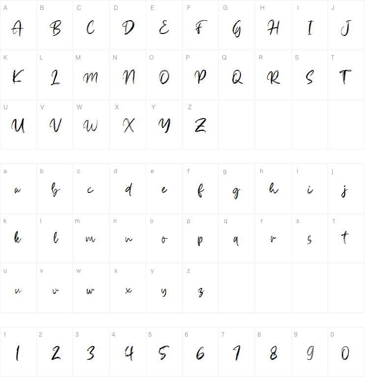 クレスレナ字体キャラクターマップ
