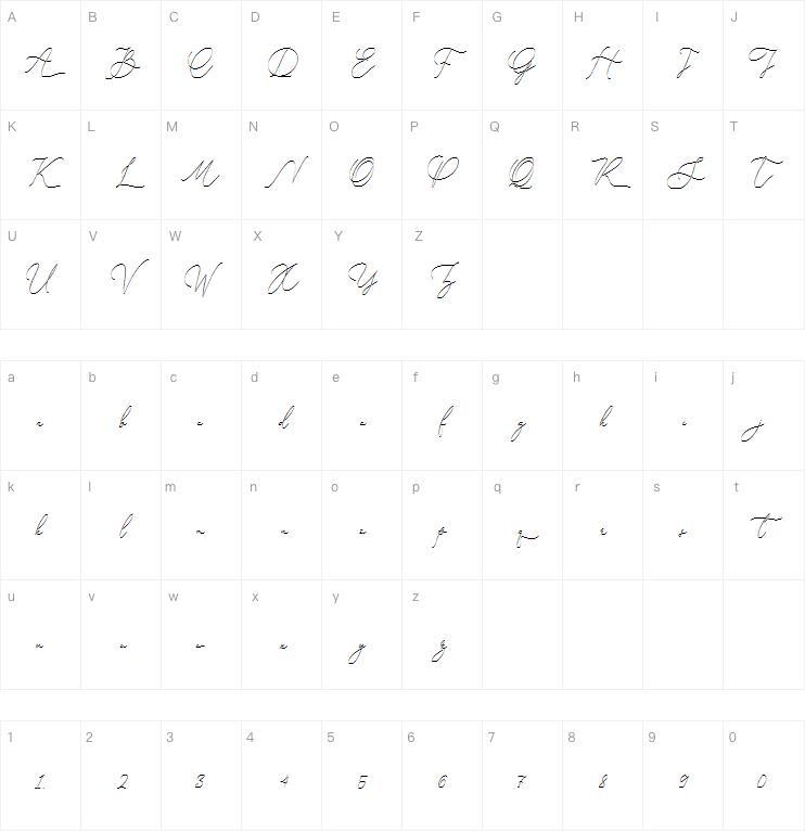 Cristtina Delmonte 字体 Mappa dei caratteri