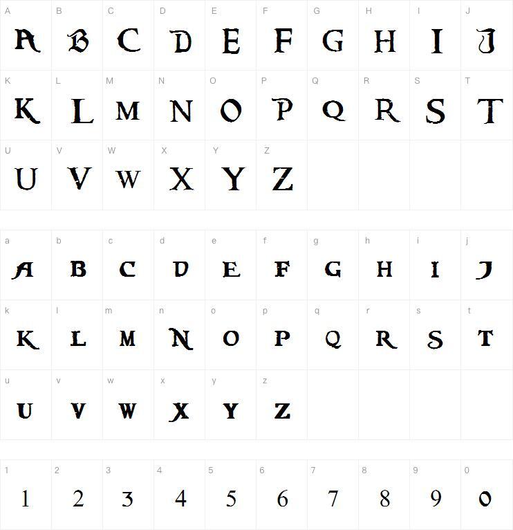 Caribbean字体 Mapa de caracteres
