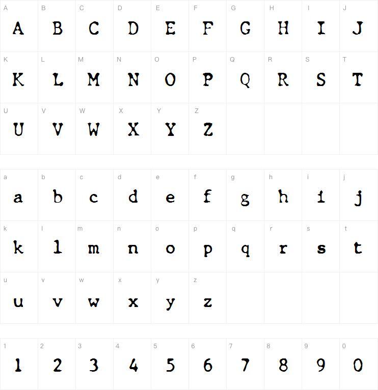 chunk_type字体 Carte de caractère