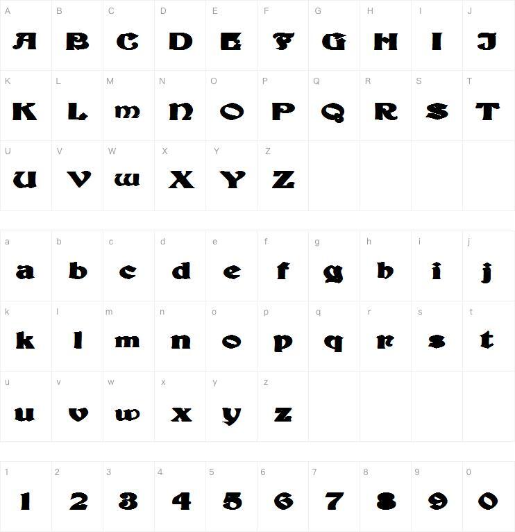 CUGINO 字体 Mappa dei caratteri