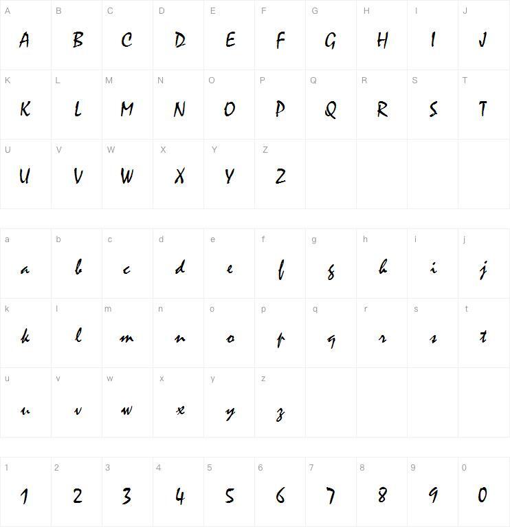 CASMIRA 字体 Mapa de caracteres