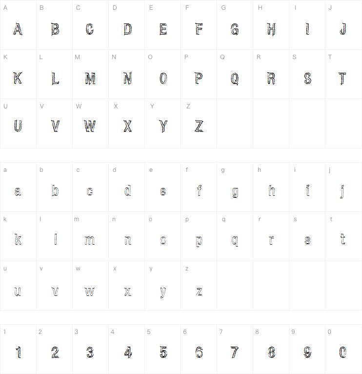 CARBONCILLO 字体 Mapa de caracteres