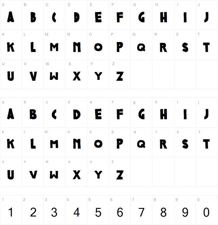 ベンガラ字体キャラクターマップ