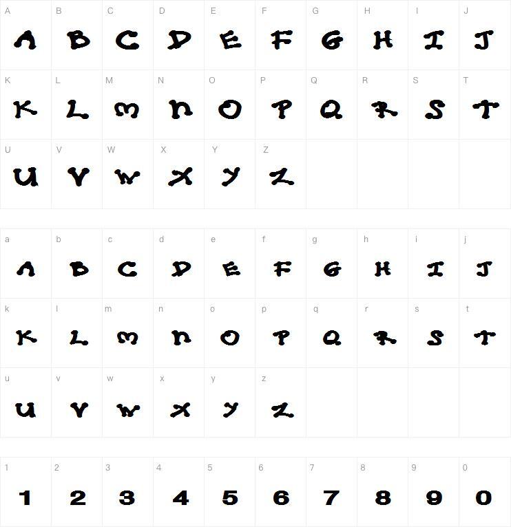 CALVERT 字体 Peta karakter