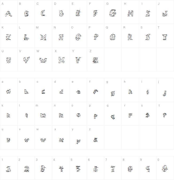 caoscir字体 Mapa de personajes