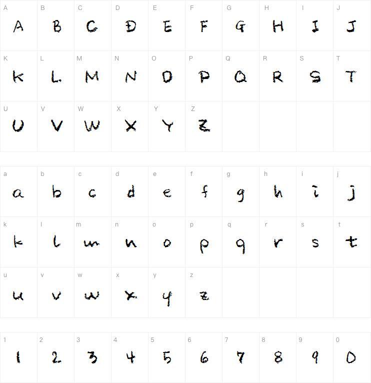CRAYonal字体 Mappa dei caratteri