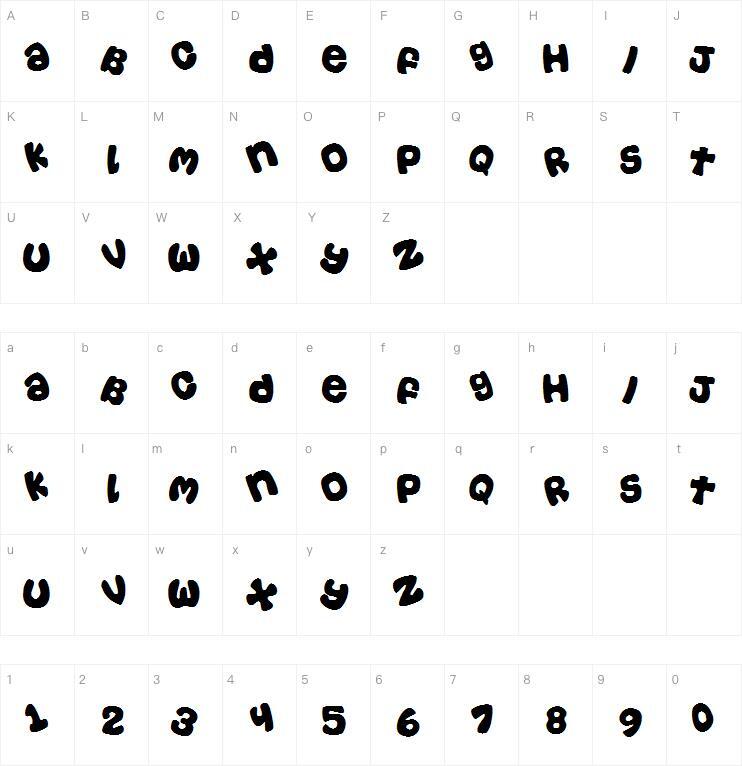 Casualtossed字体 Mappa dei caratteri