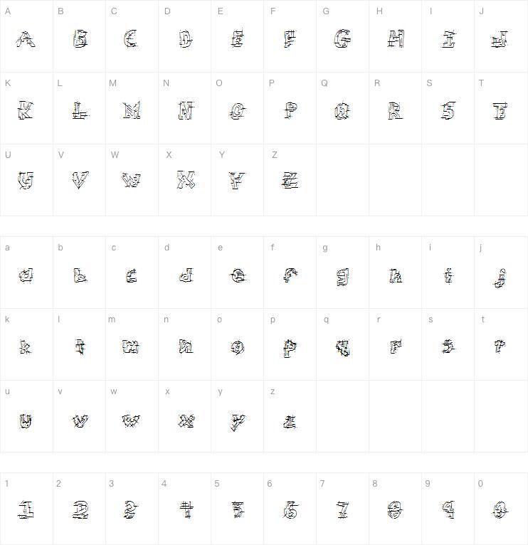 Хаотическая цепь字体 Карта персонажей