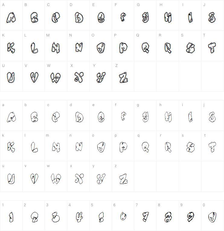 Чанкенштейн 字体 Карта персонажей