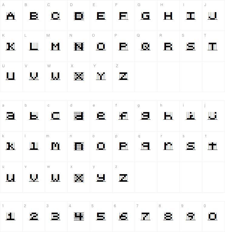 Chlorenuf字体 Mapa de caracteres