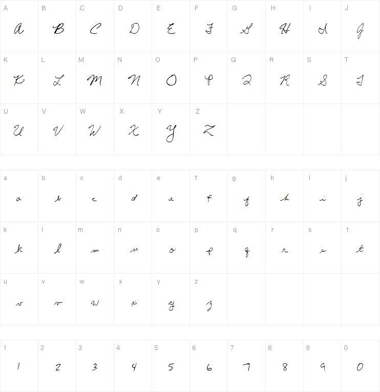Chrishand字体 Character Map