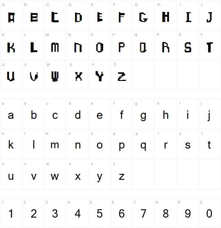 Chunknorris 字 体 Mapa de caracteres