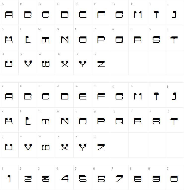 Cinema字体 Mapa de caracteres