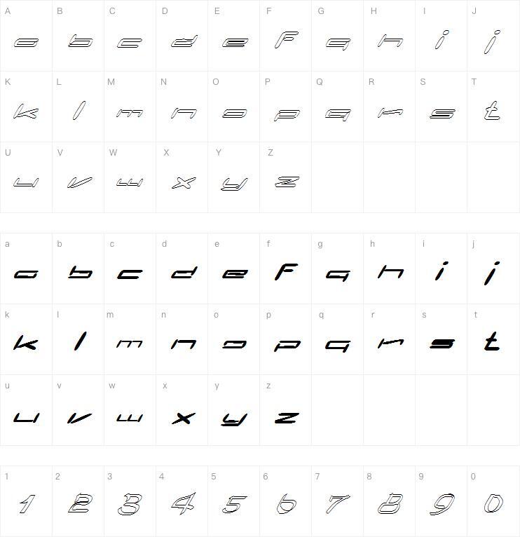 クレイトゥーナ字体キャラクターマップ