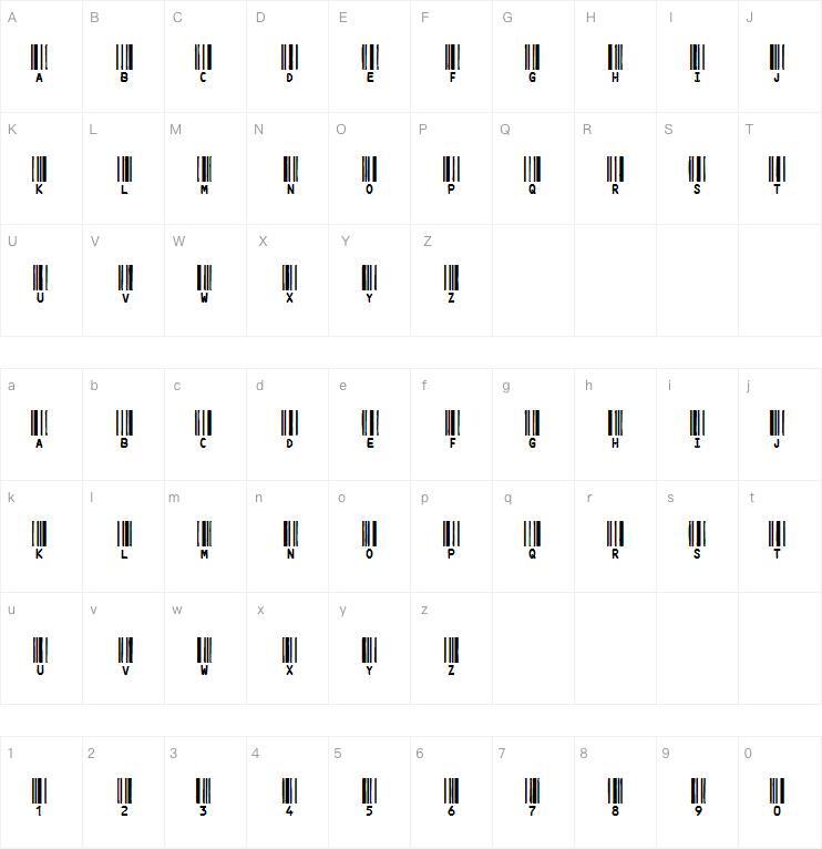 Code3x字体 Carte de caractère