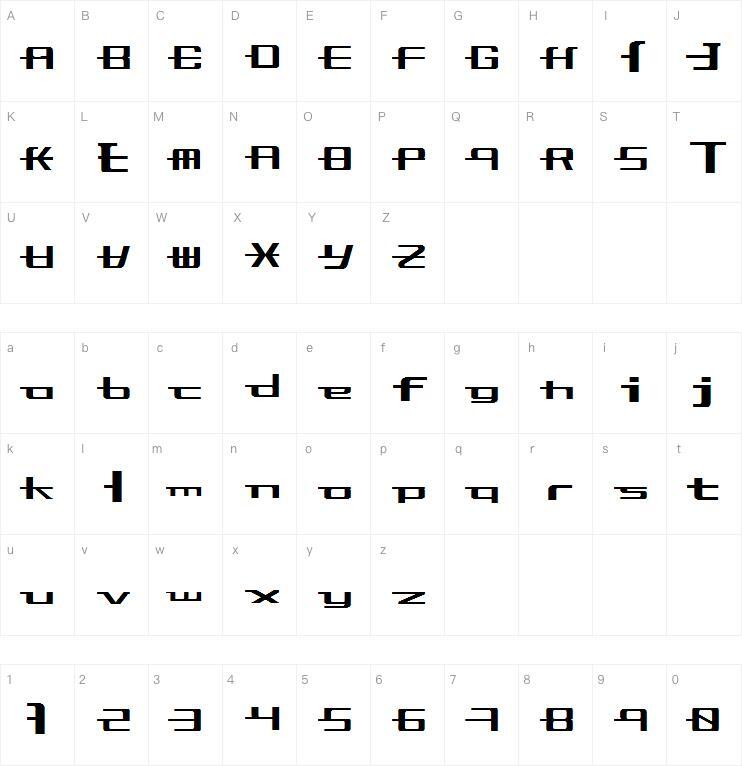 Contínuo字体 Mapa de caracteres