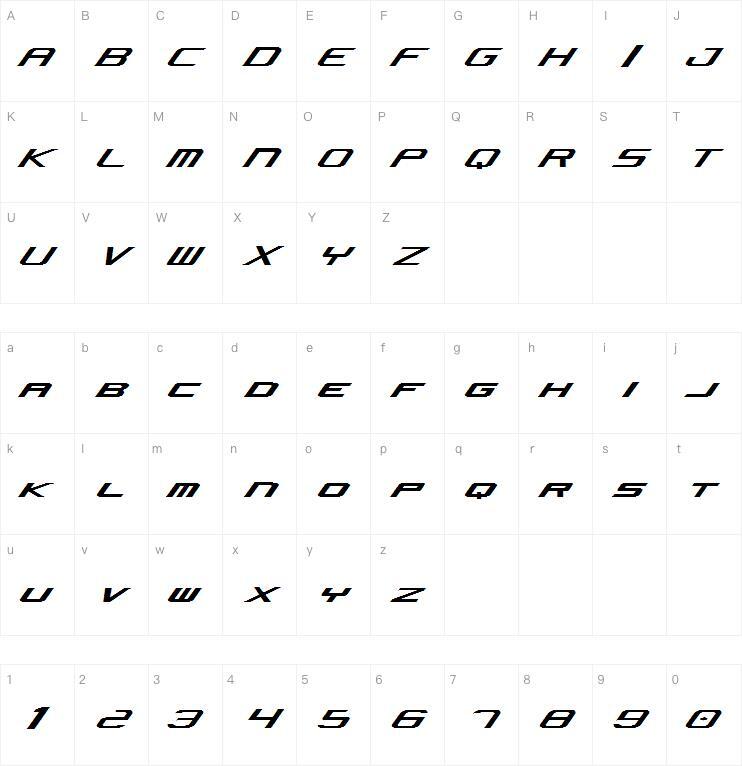 Concj字体 Карта персонажей