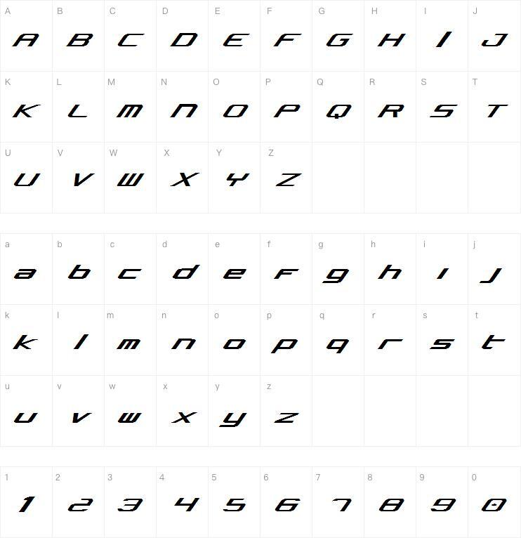 コンシリアン字体キャラクターマップ