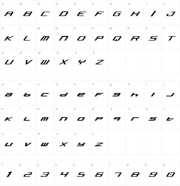 コンカ字体キャラクターマップ