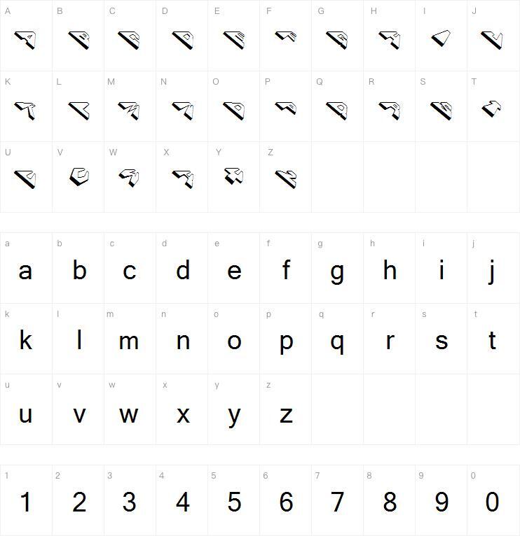 Cosmosca 字体 Peta karakter