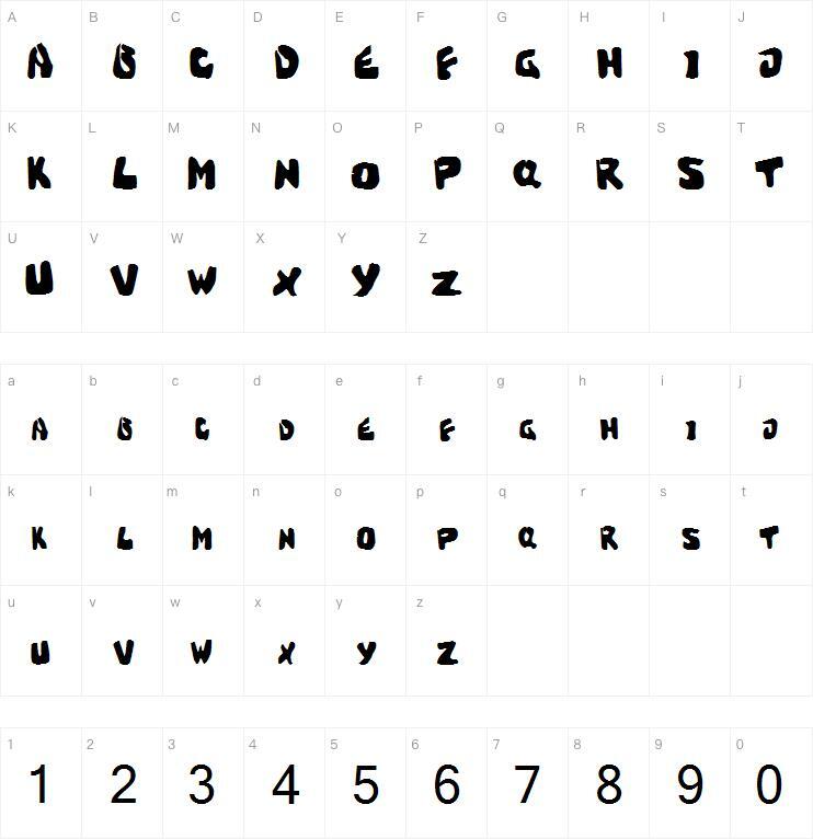 Crackedbrain字體字符圖