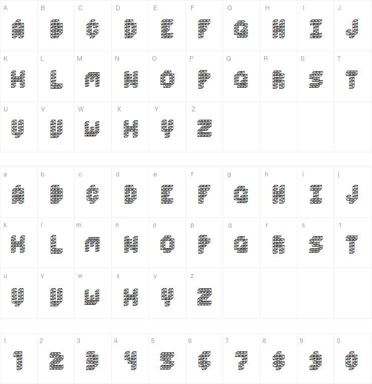 Cubetoss字体 Carte de caractère