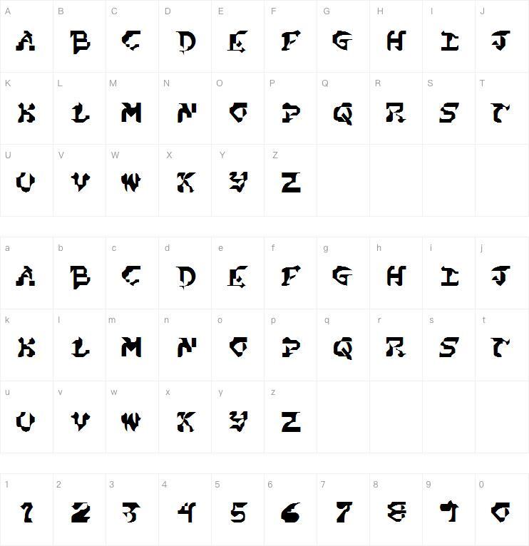 Cubistdream字体 Carte de caractère