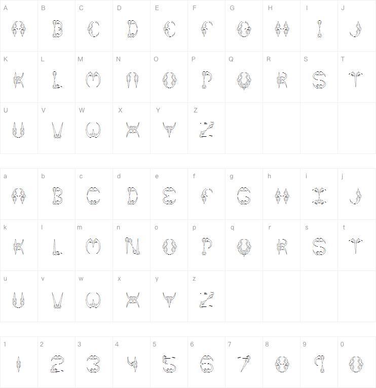 Klaue字体 Zeichentabelle