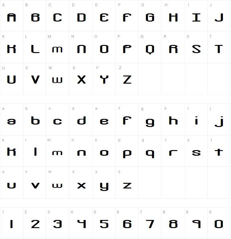 Durchgreifen字体 Zeichentabelle