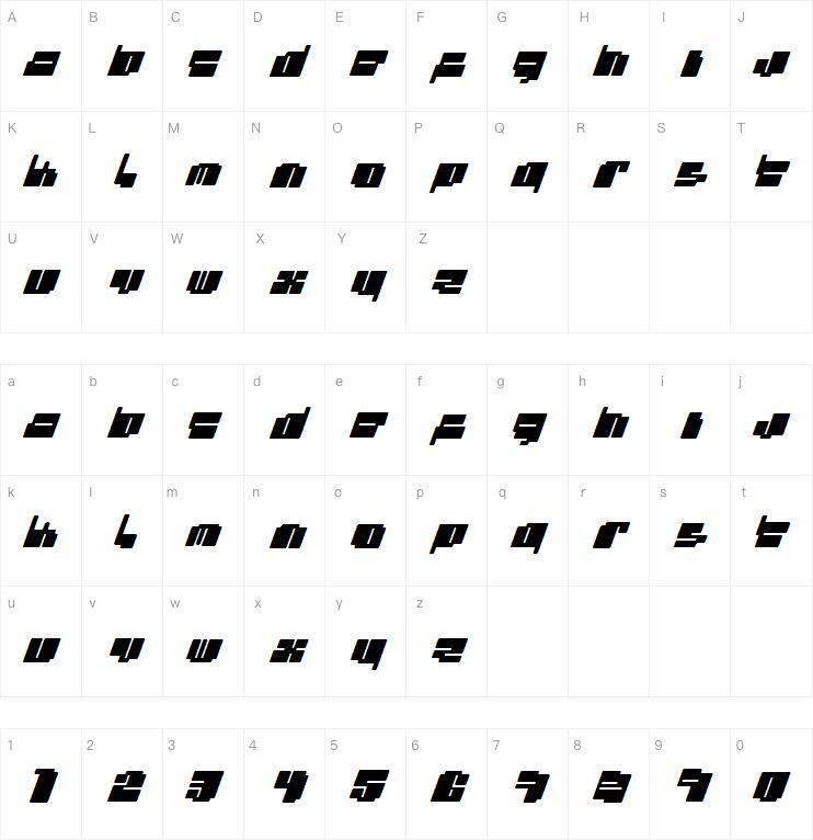 Дешёвый тип字体 Карта персонажей