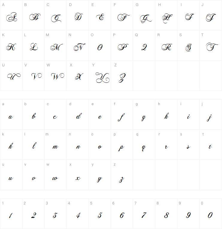 Chopinscript字体 Character Map