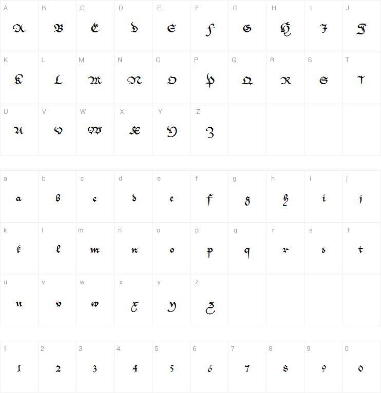 Cantzleyad1600字体 Character Map