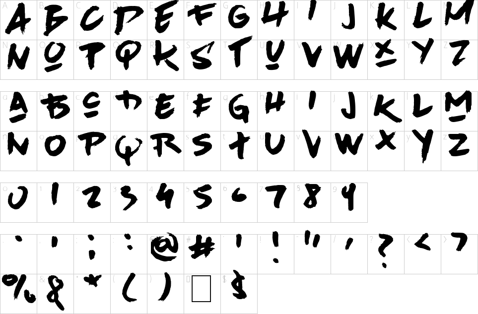Avenue Drift Font Mappa dei caratteri