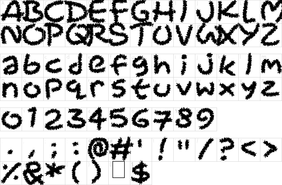 Font Pulitori per pipe Mappa dei caratteri