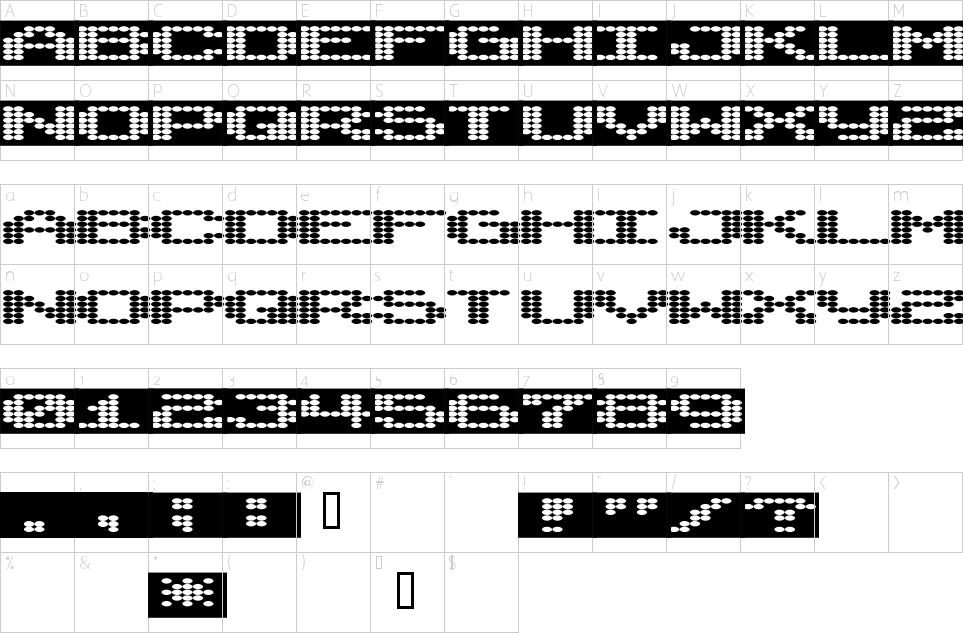 Sintetico Syncronism Font Mappa dei caratteri