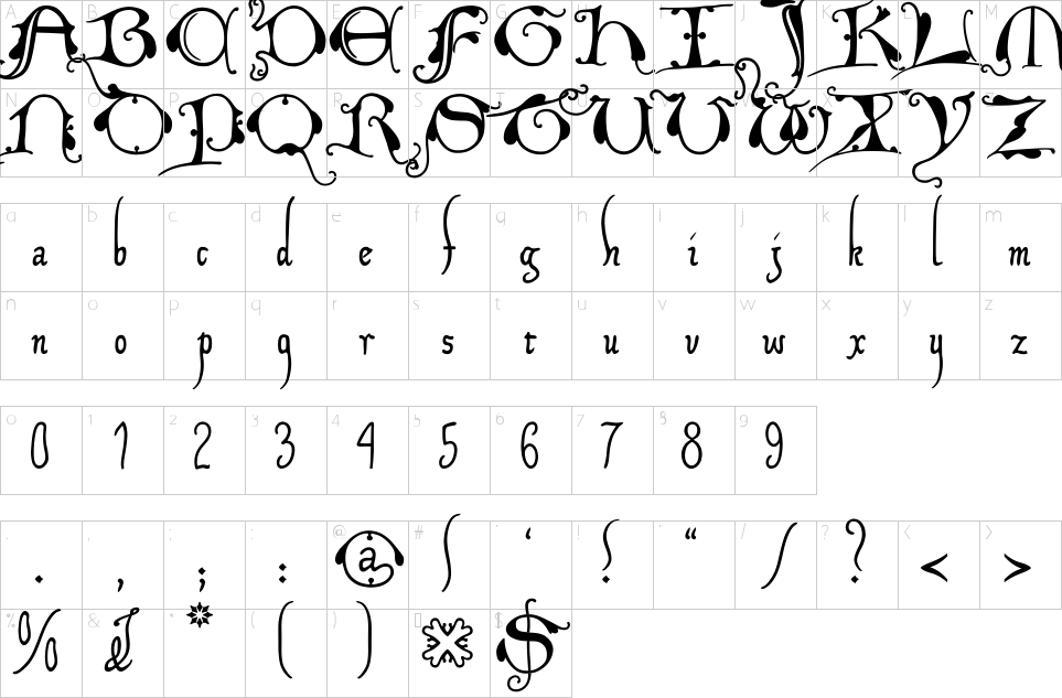 Xiparos Lombard字体字符图