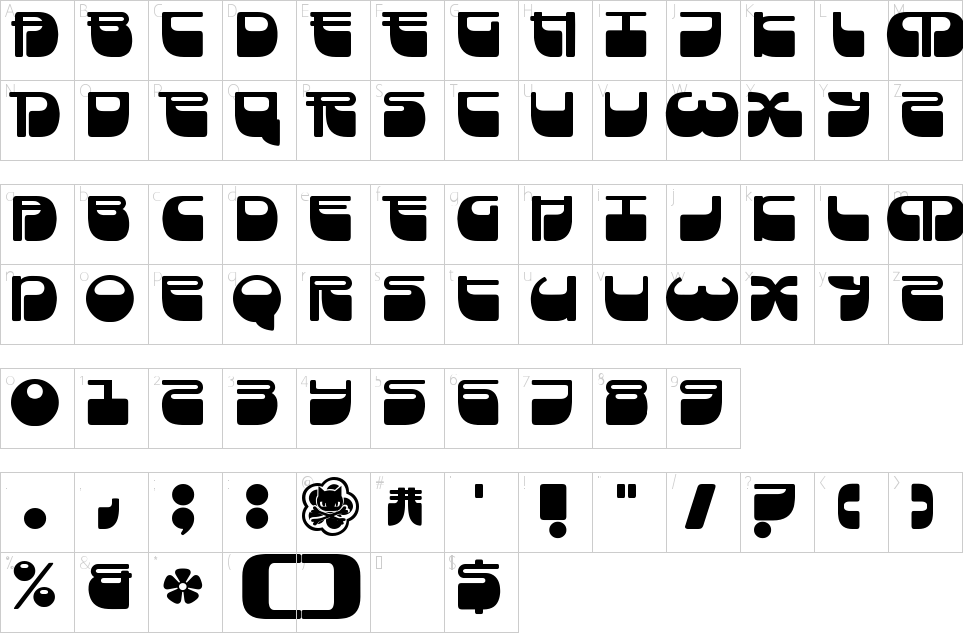 Frigate Font Character Map