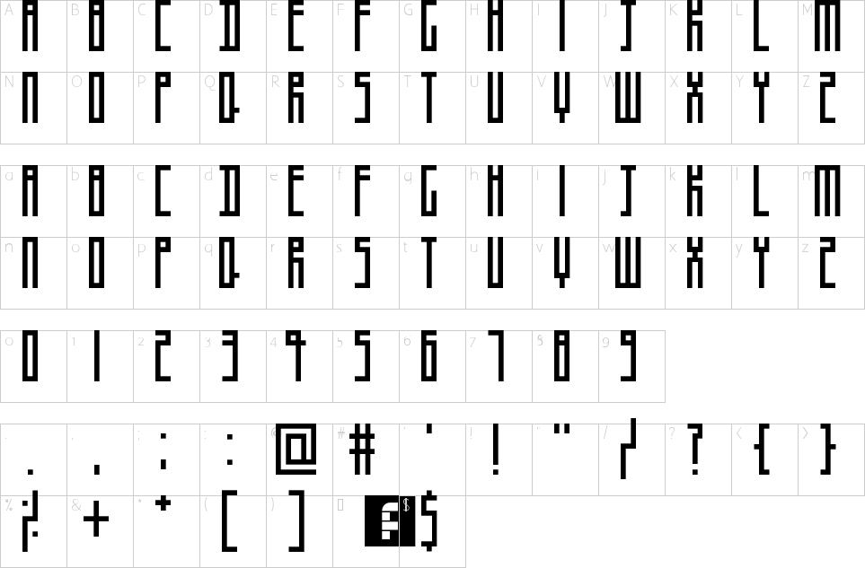 Thinman Font Mapa de caracteres